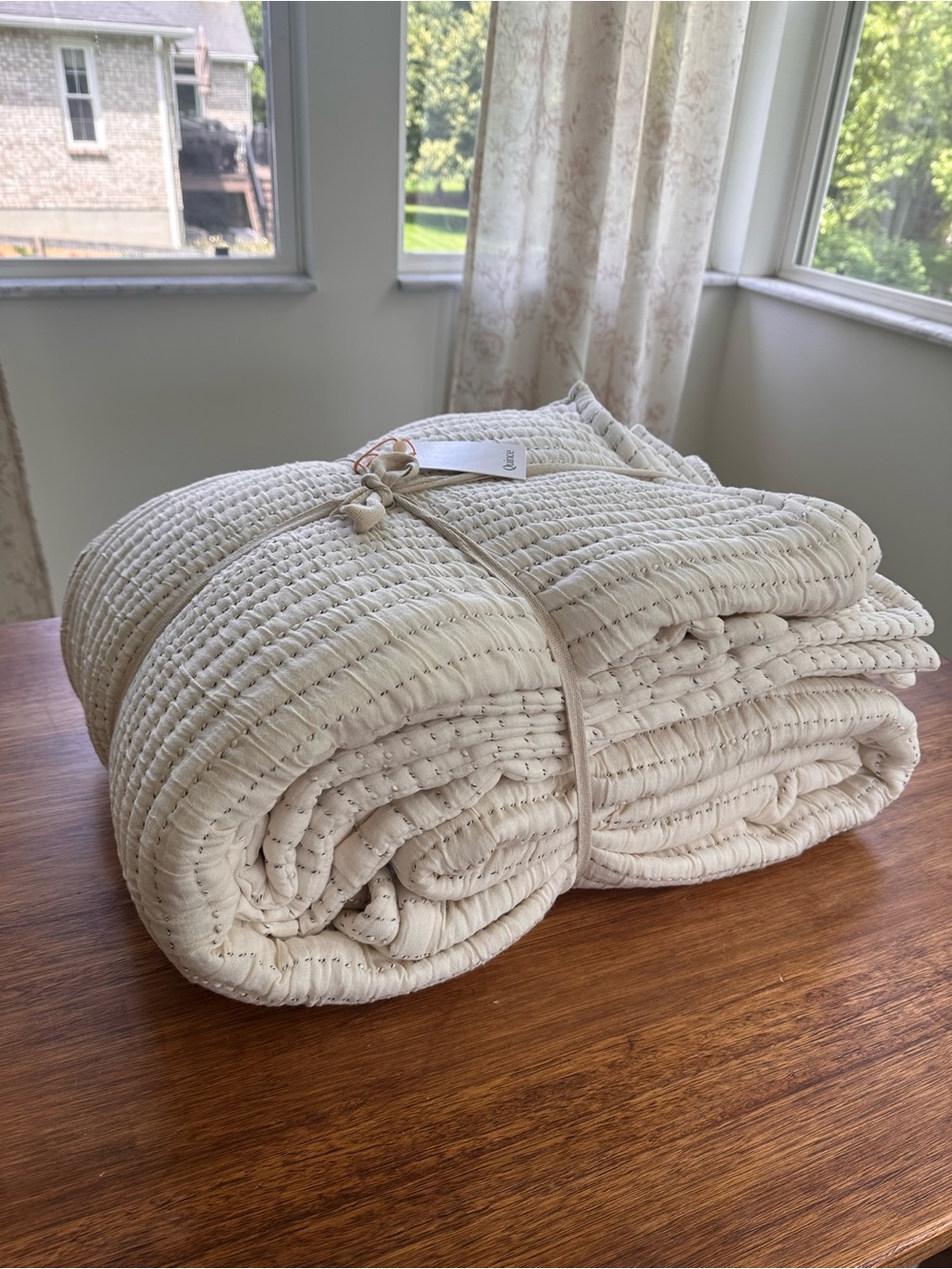 NWT Quince Organic Cotton Channel Stitch Coverlet Set Undyed - King/Cal King - Picture 11 of 11